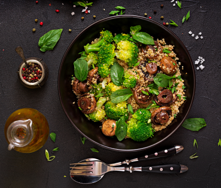 dietary-menu-healthy-vegan-salad-vegetables-broccoli-mushrooms-spinach-quinoa-bowl-flat-lay-top-view 1 (2)